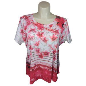 Women Red/Cream Sequin Top
